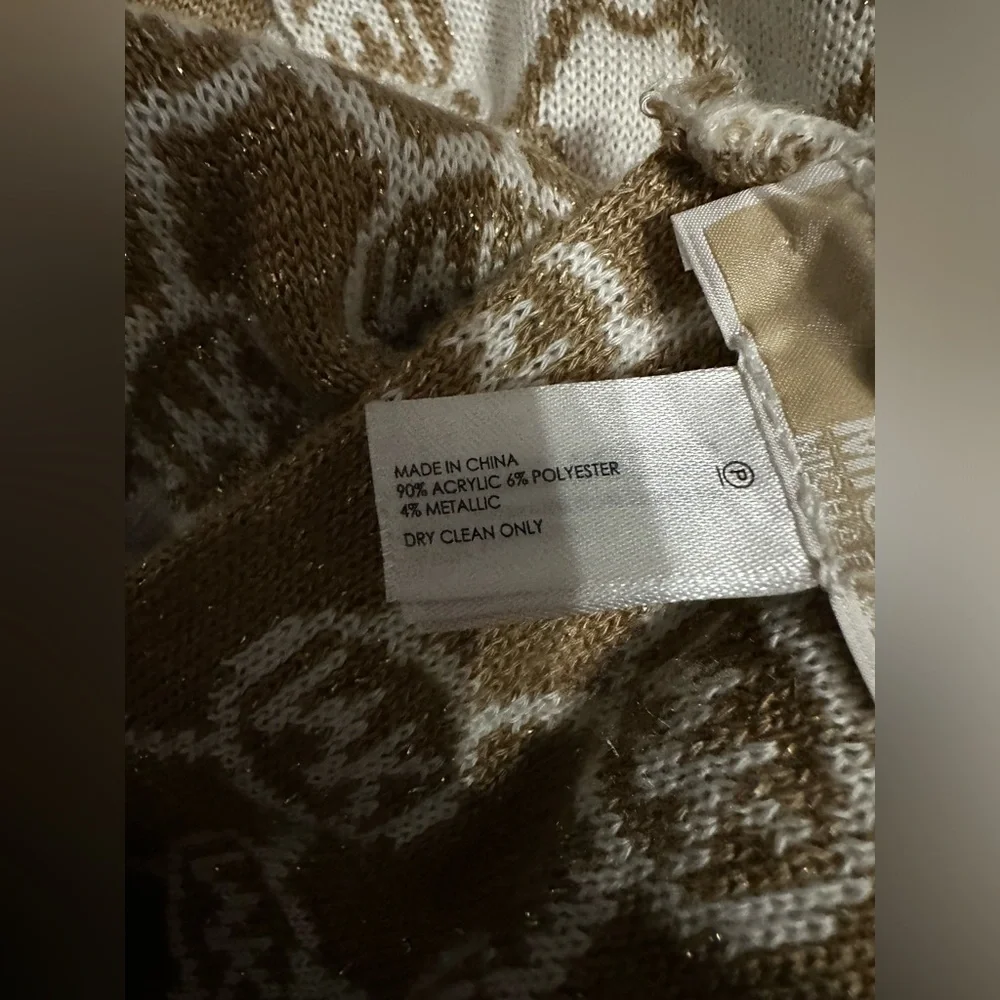 Michael Michael Kors MK Logo Gold Cream Infinity Wrap Scarf